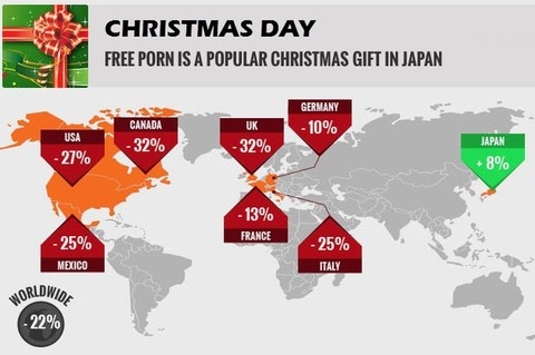 【どこでしょう】　「クリスマスの日、ポルノサイトへのアクセスが増える国がある…」　英紙報道